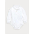 Ralph Lauren - Interlock Long Sleeve Polo One Piece Bodysuit, White Image 1