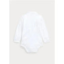 Ralph Lauren - Interlock Long Sleeve Polo One Piece Bodysuit, White Image 3