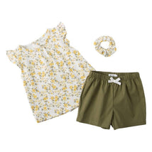 Rene Rofe Girl Floral Top & shorts Set W/ Scrunchie Image 1
