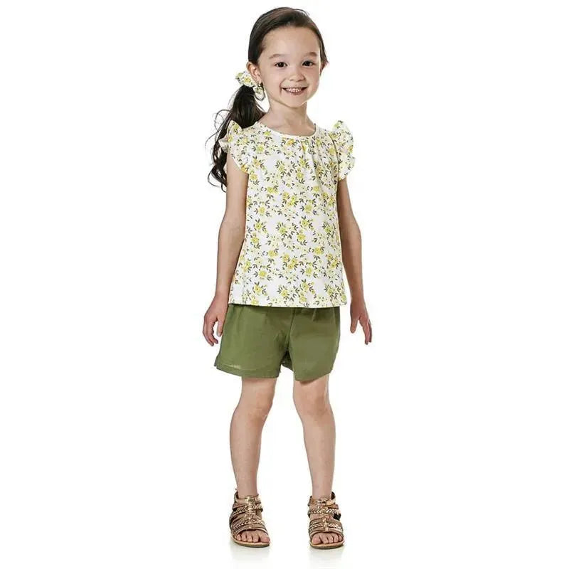 Rene Rofe Girl Floral Top & Shorts Set W/Scrunchie Image 2
