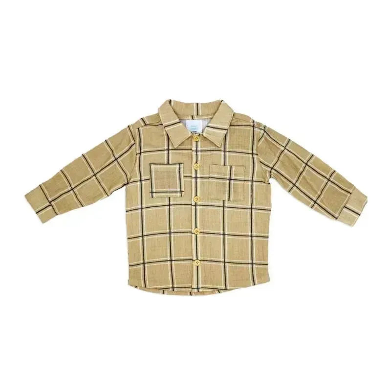 Rose Textile - 2Pk Baby Boys Gauze Pant Set, Beige Plaid Image 3