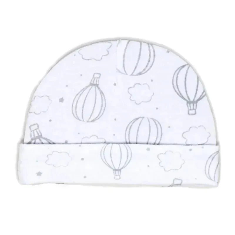 Rose Textiles - 100% Organic Cotton 5 Pack - Hat & Mitt Set, Grey Hot Air Balloon Image 4