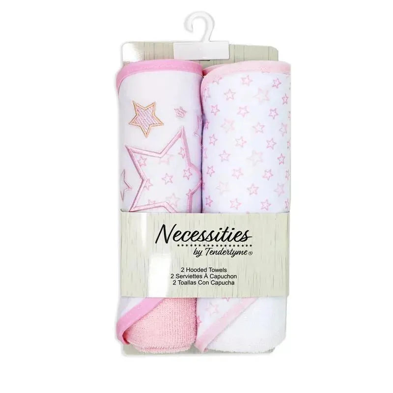 Rose Textiles - 2 Pack Hooded Towel Set, Pink Stars Image 3