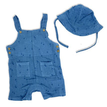 Rose Textiles - 2Pk Baby Boy Muslin Dungaree & Hat Set, Palm Tree Image 1