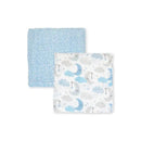 Rose Textiles - 2Pk Baby Boy Muslin Swaddle Blankets, Blue Star/Wave Image 3