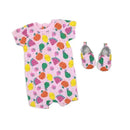 Rose Textiles - 2Pk Baby Girl Romper & Shoe Set, Fruits Image 1