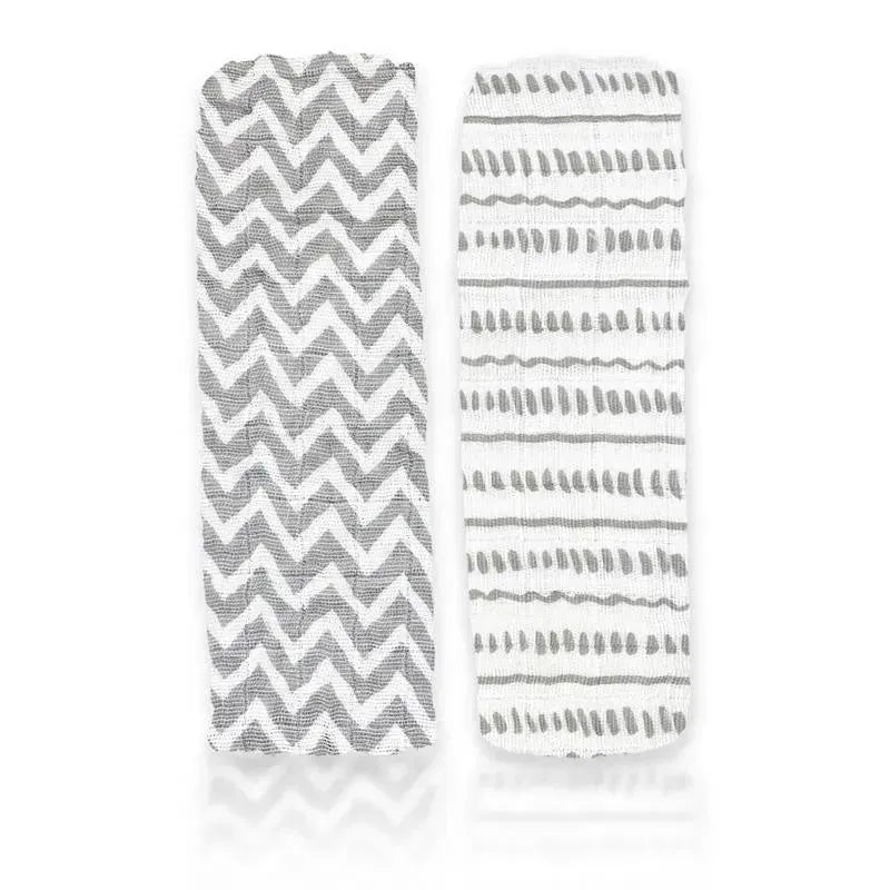 Rose Textiles - 2Pk Grey Doodle Muslin Swaddle Blankets Image 1