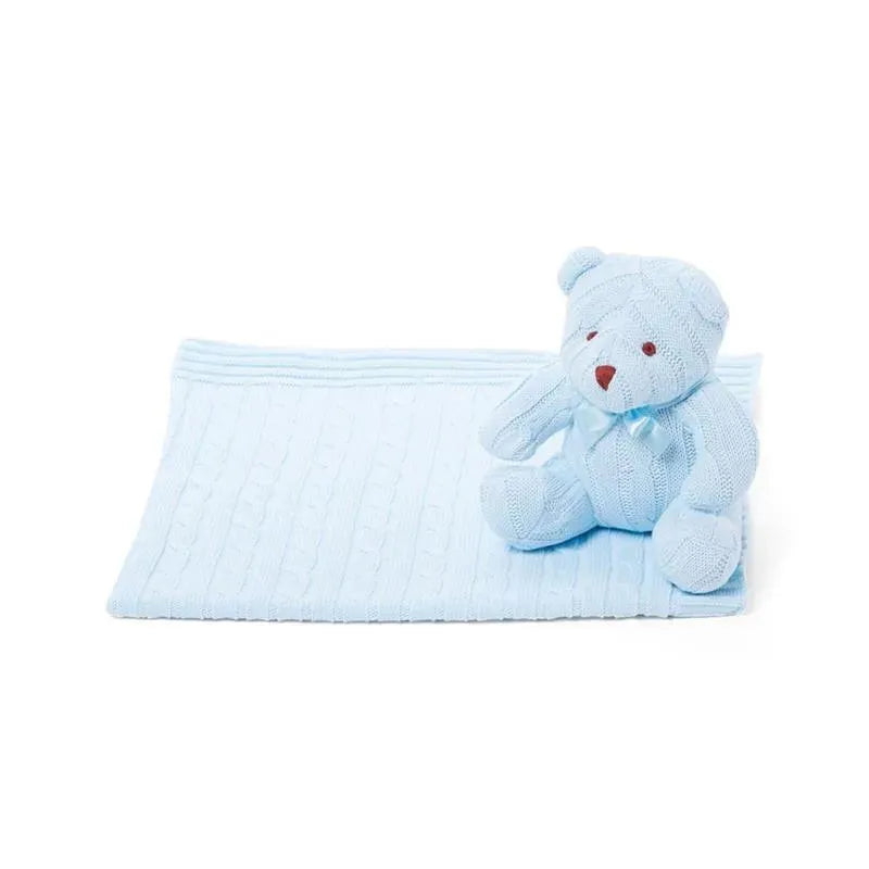 Rose Textiles - 2Pk Knit Bear & Blanket, Blue Image 1