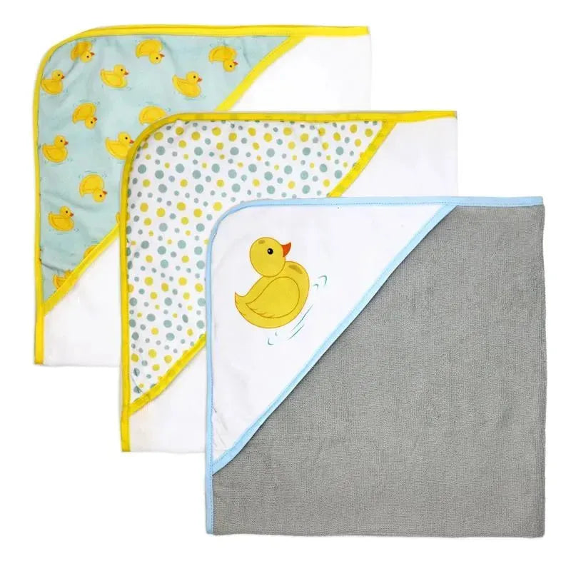 Rose Textiles - 3 Hooded Towels W/ 5 Washcloths, Aqua Duckies Image 3