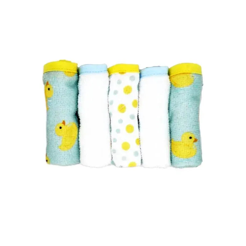 Rose Textiles - 3 Hooded Towels W/ 5 Washcloths, Aqua Duckies Image 7