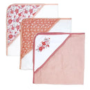 Rose Textiles - 3 Hooded Towels W/ 5 Washcloths, Pink Bouquet Image 3