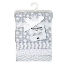 Rose Textiles - 4Pk Receiving Blanket Grey Stars Image 2