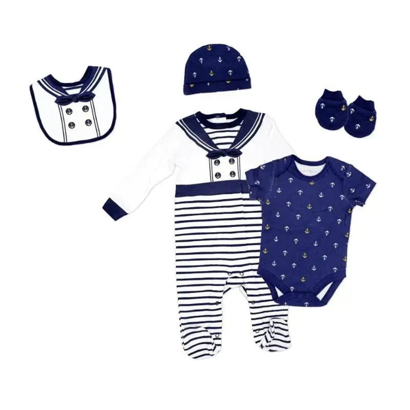 Rose Textiles - 5Pk Baby Boy Sailor Set In A Mesh Bag Image 1