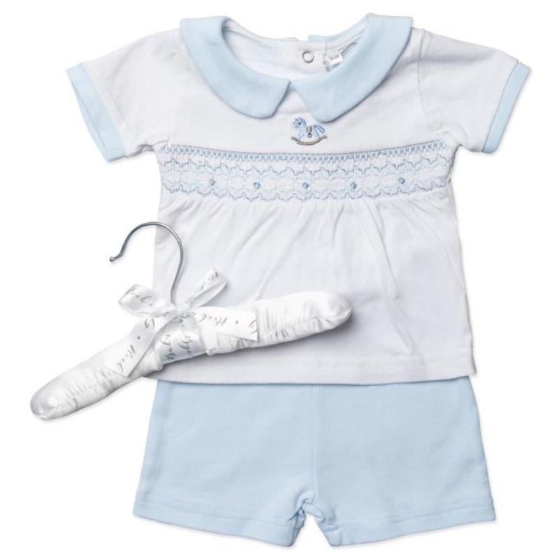 Rose Textiles - Baby Boys Short Set, Blue Rocking Horse  Image 1