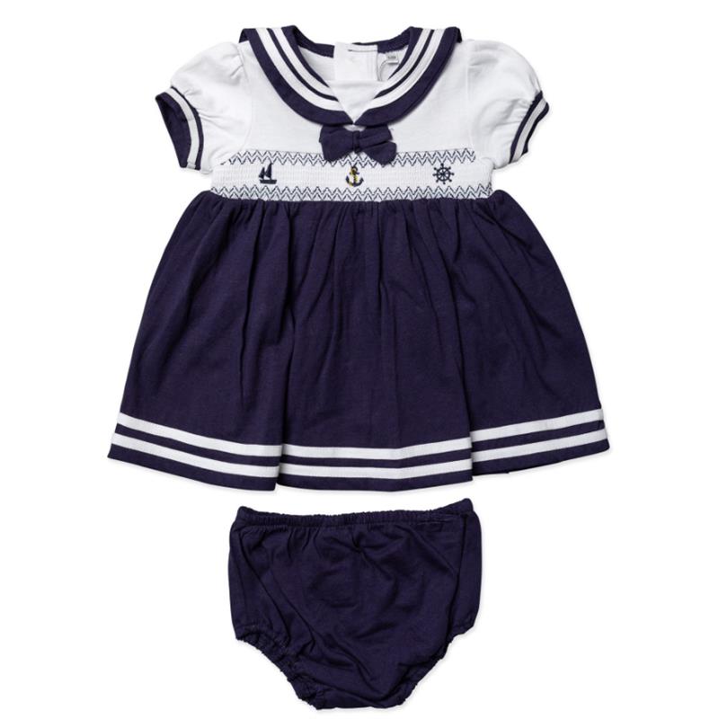 Rose Textiles - Baby Girls Dress Set, Navy Nautical  Image 1