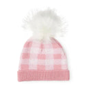 Rose Textiles - Pink Buffalo Check Faux Fur Pom-Pom Beanie & Booties Image 2
