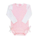 RuffleButts - Baby Girl Long Sleeve One Piece Rash Guard, Pink Polka Image 1
