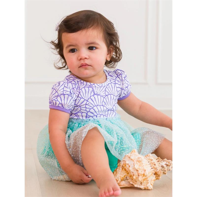 Rufflebutts - Baby Girls Mermaid Princess Bow Twirl Romper Image 4