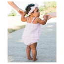 Rufflebutts - Baby Girls Pink Seersucker Bow Front Woven Bubble Romper Image 5