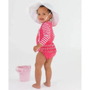 Rufflebutts - Hot Pink Heart Long Sleeve One Piece Rash Guard, Pink Image 3