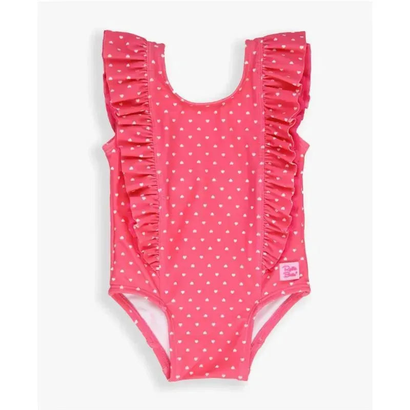 Rufflebutts - Hot Pink Heart Waterfall One Piece, Pink Image 1