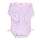 Rufflebutts - Lilac Seersucker One Piece Rash Guard  Image 1
