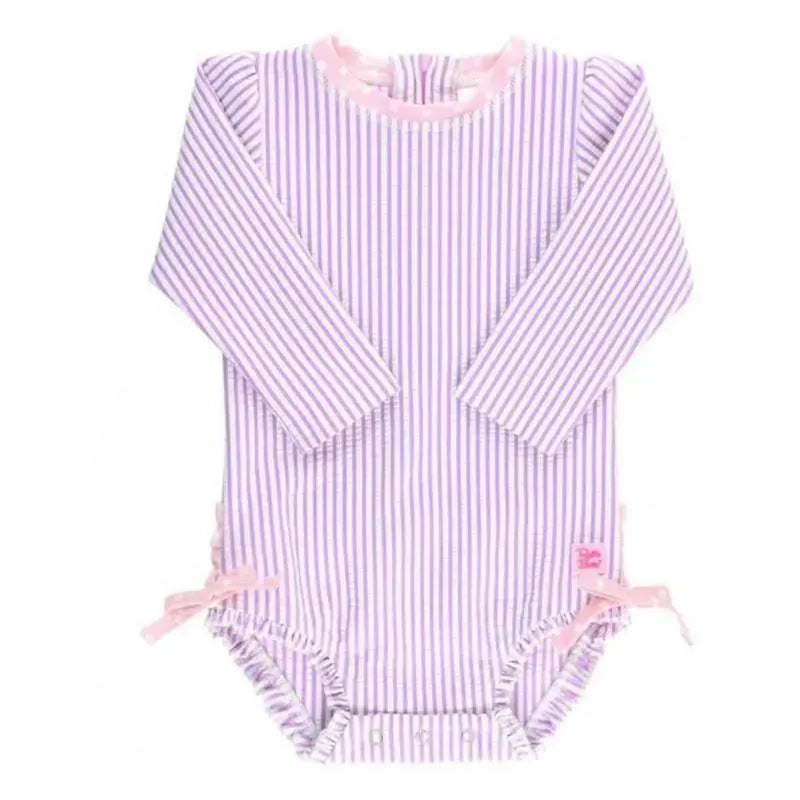 Rufflebutts - Lilac Seersucker One Piece Rash Guard  Image 1
