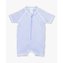 Rufflebutts - Periwinkle Blue Seersucker Short Sleeve One Piece Rash Guard Image 1