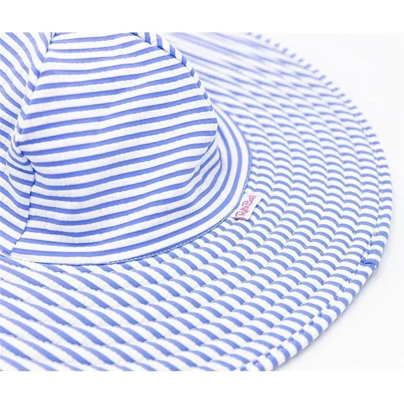 Rufflebutts - Periwinkle Blue Seersucker Swim Hat Image 2