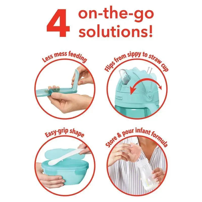 Skip Hop - Easy-Pack Mealtime Feeding Set - 6pk, Teal and Grey Image 3