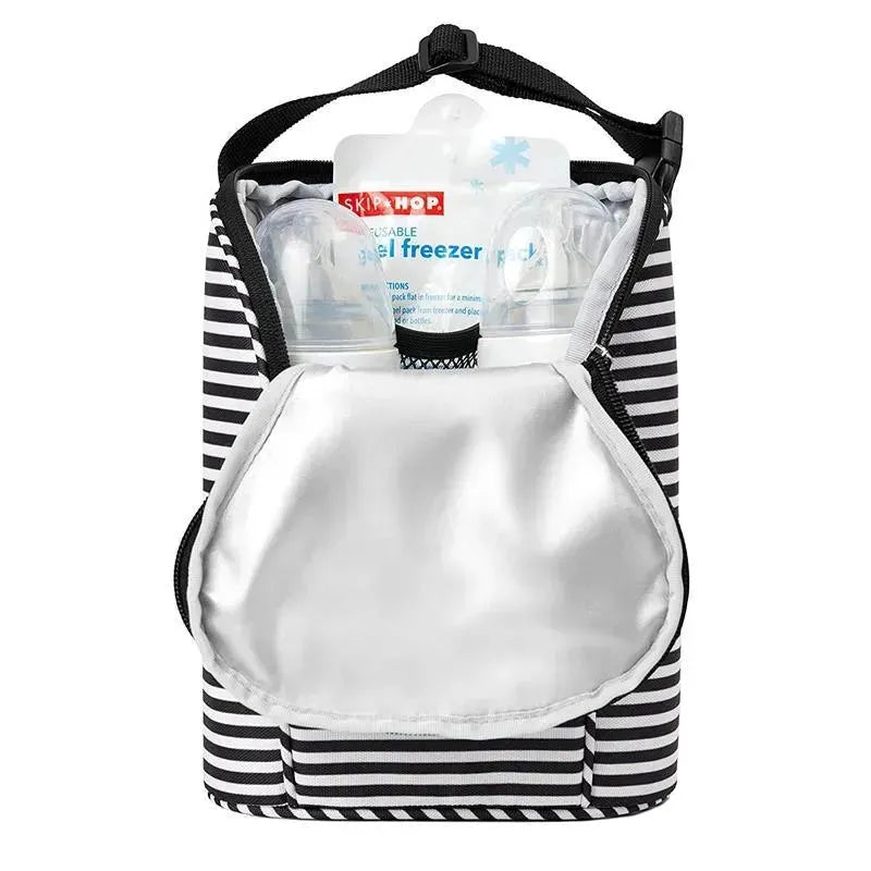 Skip Hop Grab & Go Double Bottle Bag, Black/White Stripe Image 3