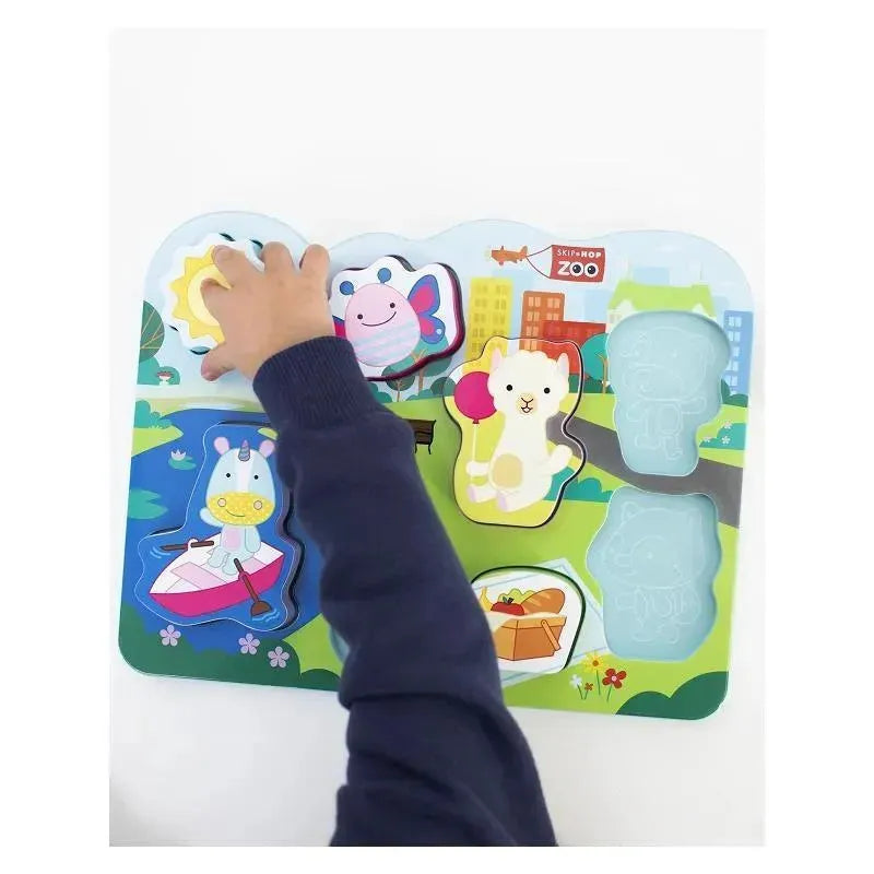 Skip Hop - Baby's First Puzzle, Zoo Park - 8 puzzle pieces & puzzle board Image 7