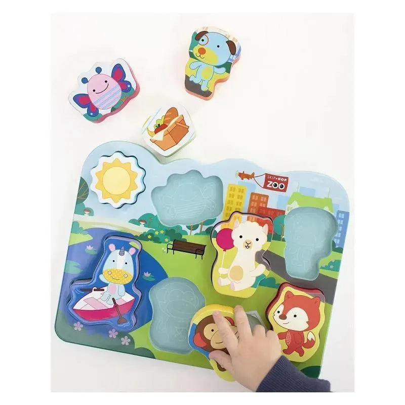 Skip Hop - Baby's First Puzzle, Zoo Park - 8 puzzle pieces & puzzle board Image 3