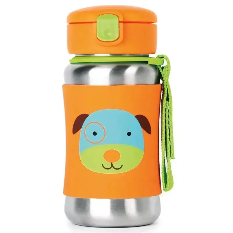 Skip Hop Zoo Stainless Steel Straw Bottle, Dog Image 1