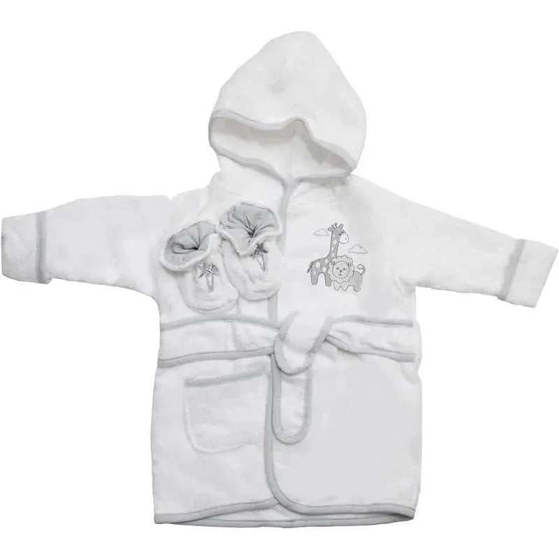 Spasilk - 100% Cotton Hooded Terry Bathrobe with Booties Baby One Size Gifts, White Lion Image 1