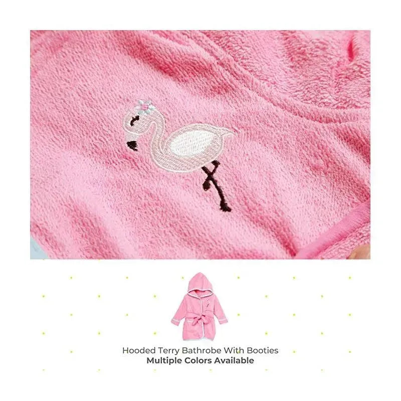 Spasilk - Hooded Terry Bathrobe Flamingo with Booties Image 2