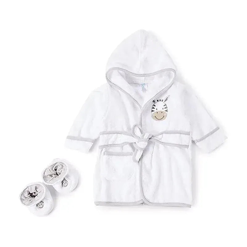 Spasilk - Hooded Terry Bathrobe Zebra with Booties Image 1