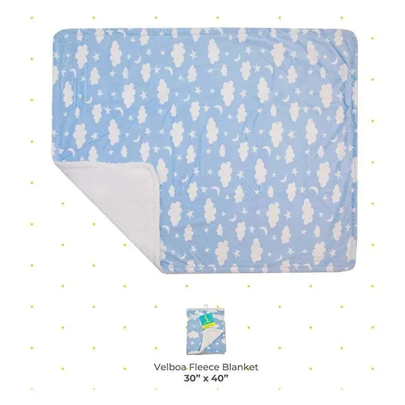 Spasilk - Baby Boys Velboa Fleece Blanket, Blue Celestial Image 5