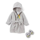 Spasilk Hooded Terry Bathrobe with Booties, Grey Giraffe (0-9M) Image 1