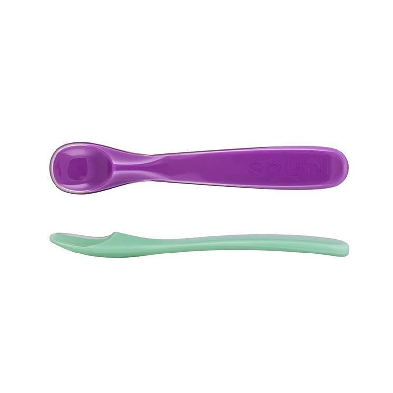 Spuni Silicone Spoons for Babies (Giggly Green + Peakaboo Purple)  Image 2