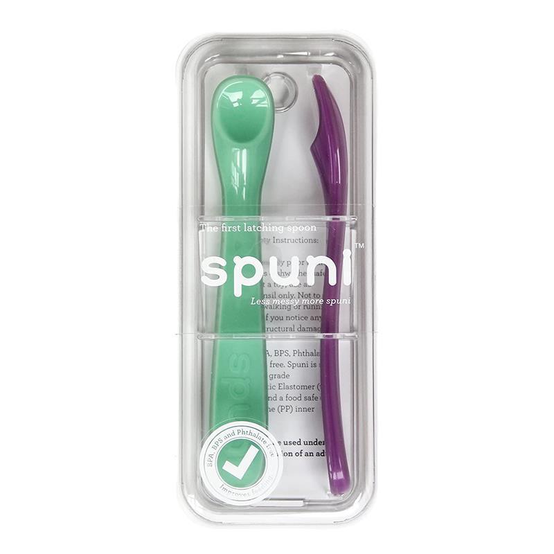 Spuni Silicone Spoons for Babies (Giggly Green + Peakaboo Purple)  Image 1