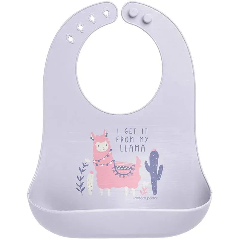 Stephen Joseph 100% Silicone Bibs For Baby Girls, Llama Image 1