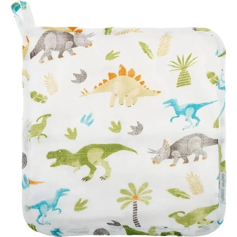 Stephen Joseph - Muslin Hooded Towel With Washcloth, Dino Image 2