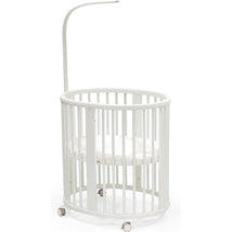 Stokke Sleepi Adjustable Oval Mini Baby Crib Bundle with Mattress, White Image 1