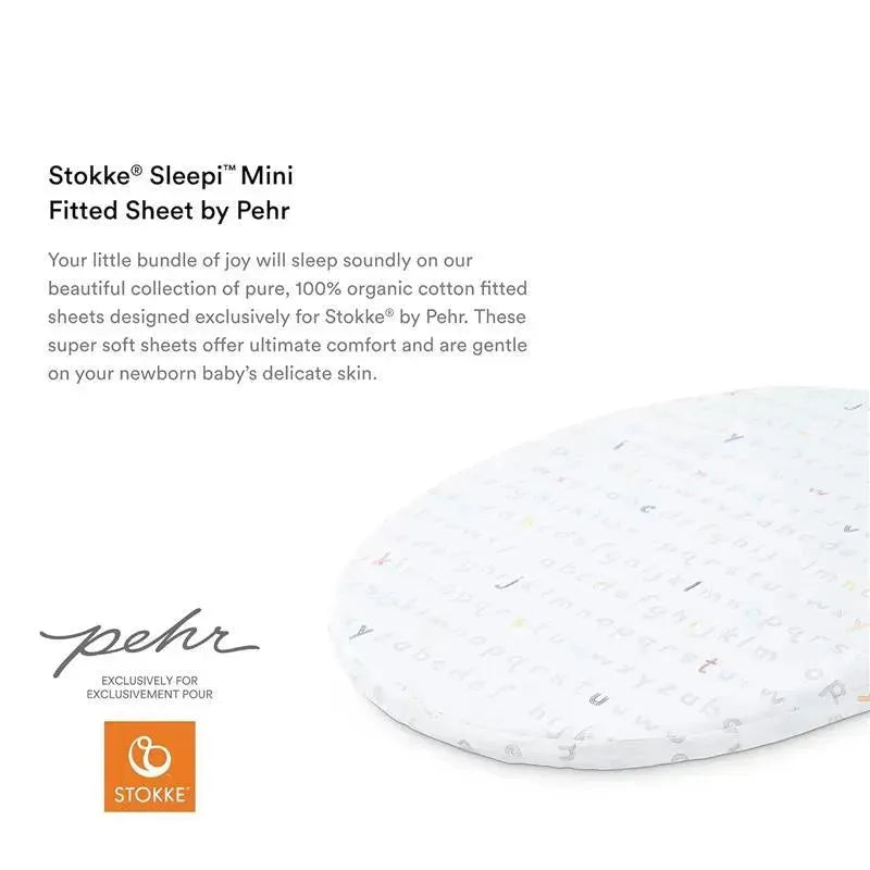 Stokke - Sleepi Mini Fitted Sheet by Pehr, Rainbow Alphabet Lines Image 3