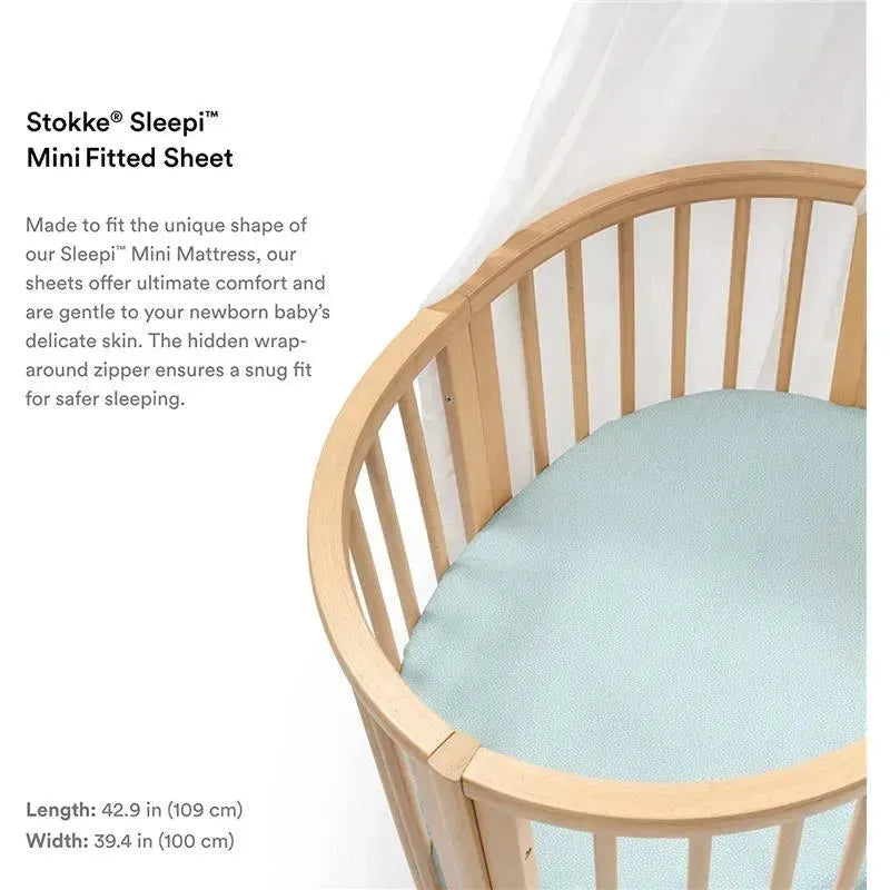 Stokke - Sleepi Mini Fitted Sheet, Dots Sage Image 3