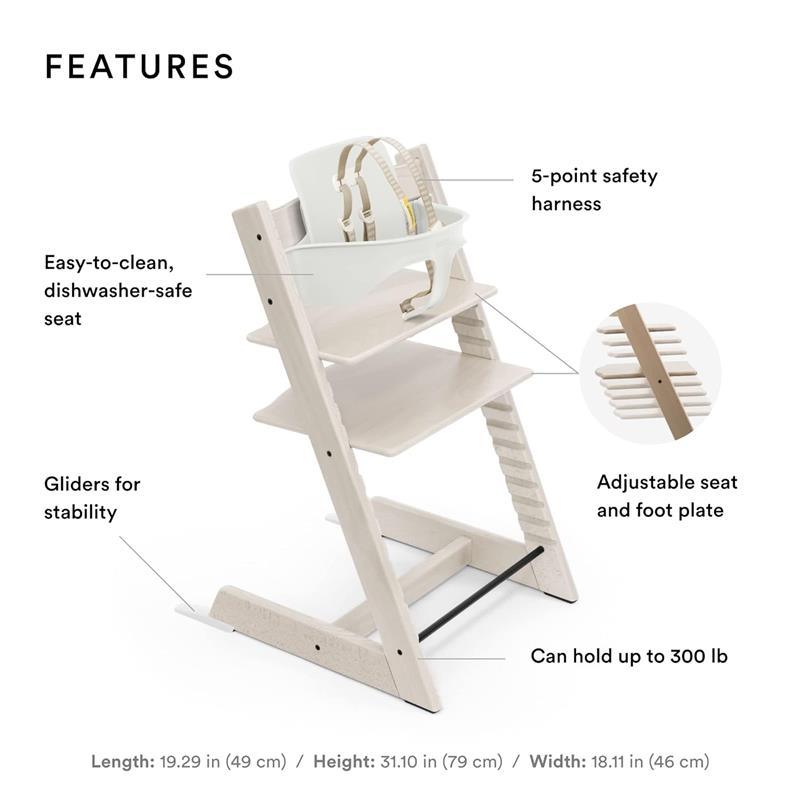 Stokke Tripp Trapp® High Chair Bundle - Black | Wheat Cream Cushion | White Tray Image 2