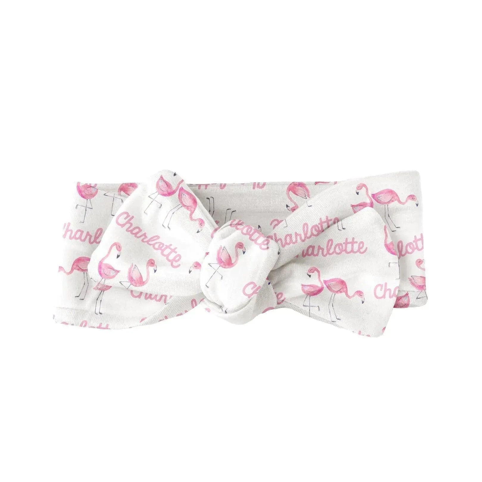 Sugar + Maple Personalized Bow | Flamingo - MacroBaby