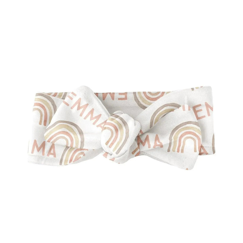 Sugar + Maple Personalized Bow | Rainbow Neutral - MacroBaby