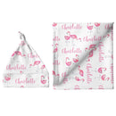 Sugar + Maple Personalized Large Blanket & Hat Set | Flamingo - MacroBaby